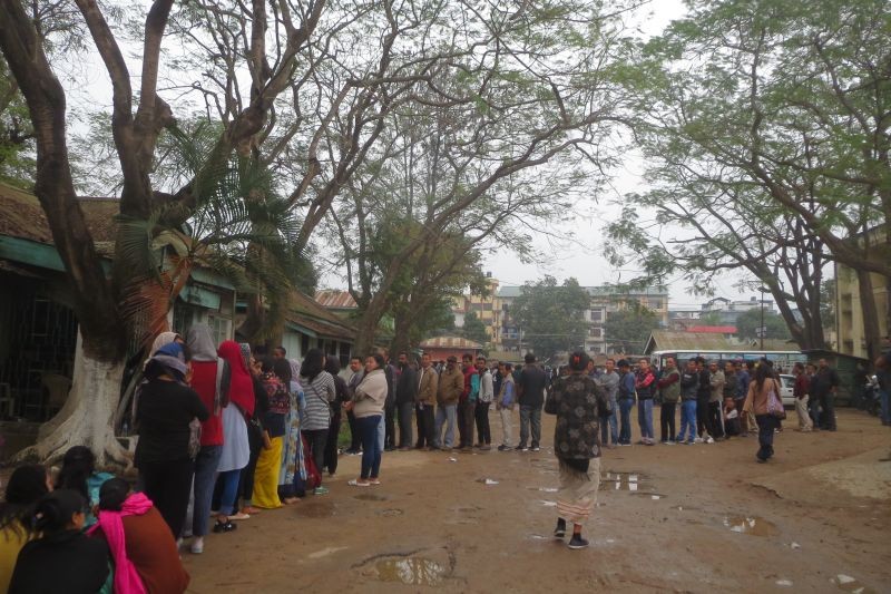 Voters in Dimapur stand in line to cast their vote during the election to 13th Nagaland Legislative Assembly on February 27, 2018. (Morung File Photo)